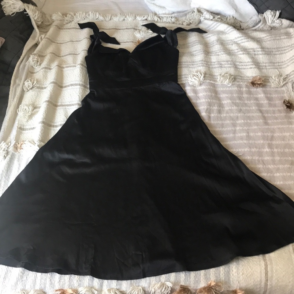 Nasty Gal size small satin black midi dress